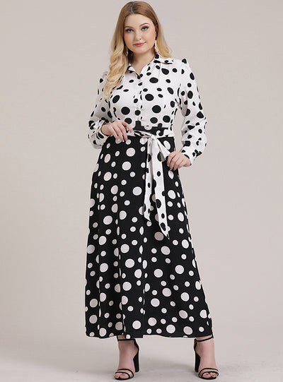 Casual Shirt Collar Single-breasted Polka Dot Long Sleeve Dress