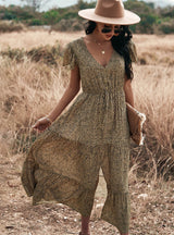 Sexy Short-sleeved Bohemia Leopard Print Dress