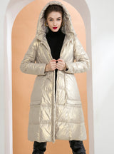 Loose White Duck Down Hooded Long Coat