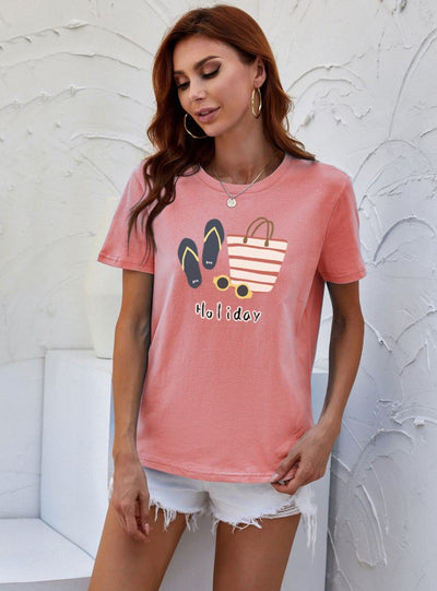 Cartoon Round Neck Top T-Shirt