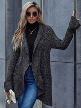 Long Sleeve Ruffled Lapel Loose Sweater Coat