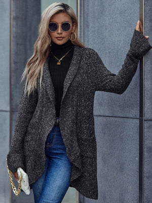 Long Sleeve Ruffled Lapel Loose Sweater Coat