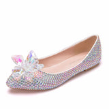 Rhinestone Pointed Glass Crystal Flower Wedding Shoes