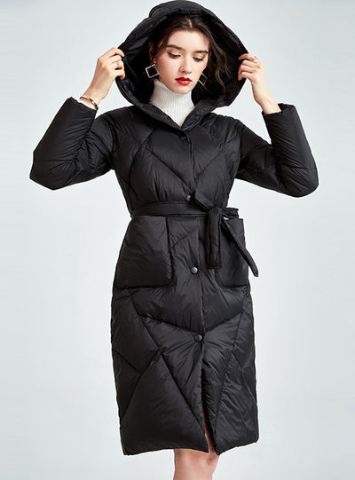 Slim-fit Long Hooded White Duck Down Light Down