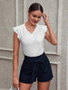 Casual V-neck Ruffled Vest Short Sleeve T-shirt