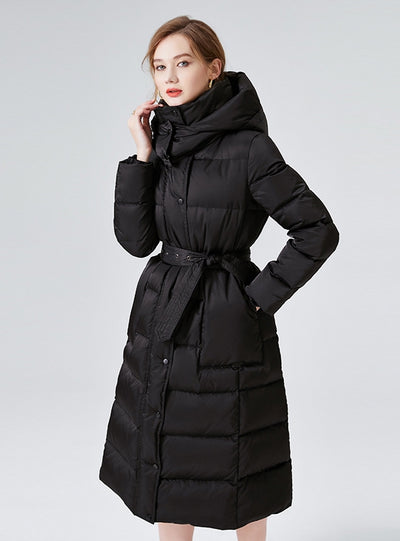 Thickened Thin Hooded White Duck Down Coat