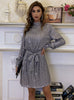 Round Neck Long Sleeve Short Dress