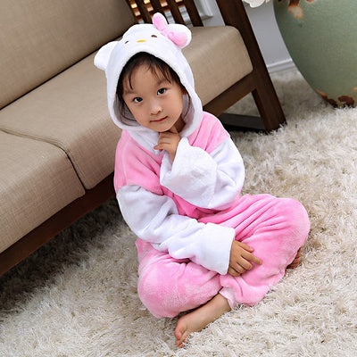 Children's White Sleeve KT cat Cartoon Animal Conjoined