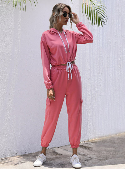 Long Sleeve College Style Pink Sports Suit