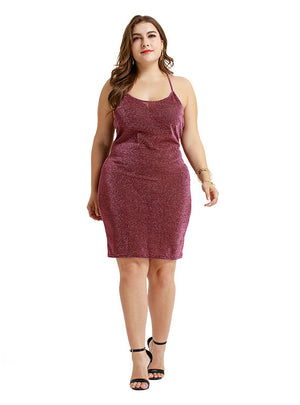 Sexy Strap Nightclub Bright Silk Hip Dress