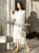 Ruffles Polka Dot Women Chiffon Dress