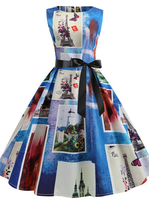 Women Sleeveless Printed Dress