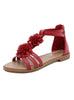 Retro Flower Zipper Roman Flat Sandals