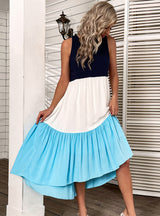 Solid Color Stitching Leisure Holiday Dress