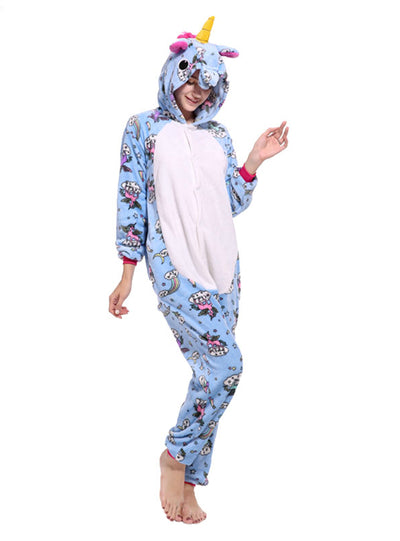 Blue Fly Unicorns Kigurumi Onesie Adult Women Pajama