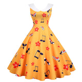 Retro Doll Collar Print Dress