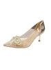 Transparent Thin Pointed Bow Shoes