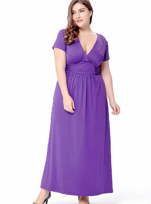 V-neck Short Sleeve Knitted Dress