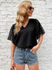 V-neck Mesh Short Sleeves Shirt
