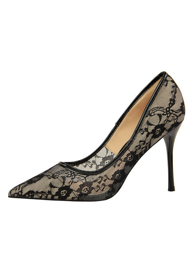 Pointed Hollow Lace Shoes