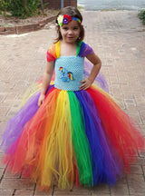 Girl Rainbow Tutu Dress Princess Little Horse