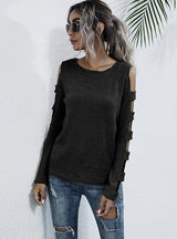 Knitted Hollow Retro Long Sleeve Shirt