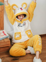 Yellow Leopard Women Thicken Korean Sweet Sleepwear