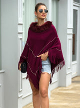 Fringe Collar Beaded Shawl Cloak