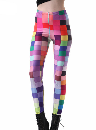 Plaids Print Leggings Sale Pants Elastic Print Legging