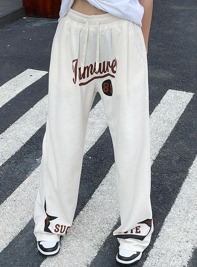Printed Elastic Waist Wide Legs Pants