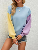 Pullover Round Neck Loose Contrast Sweater