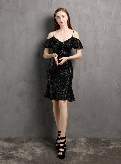 Sheath Sequins Straps Party Dress