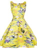 Yellow Print Scoop Neck Dress