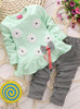 2pcs Kids Twinset Top T Shirt +Plaid Pants Leggings