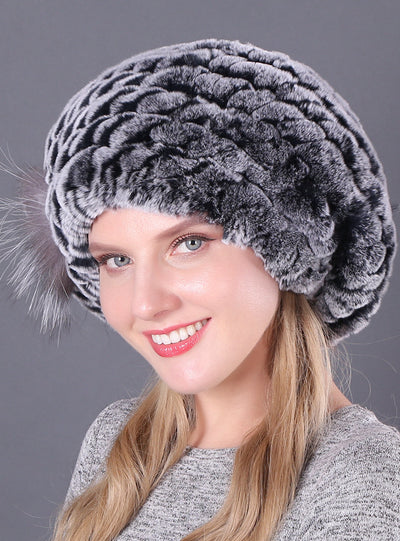 Women Rex Hat Fur Braided Beret