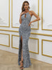 Sexy Sequin Halter Split Prom Dress