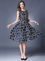 Women Silm Waist Sleeveless Dress