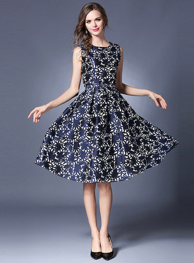 Women Silm Waist Sleeveless Dress