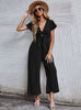 Women V-neck Pants Wide-leg Jumpsuit