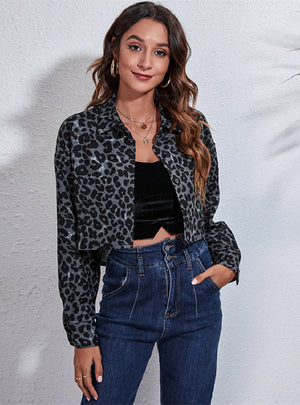 Leopard Print Long Sleeve Coat