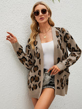 Leopard Cardigan Long Sweater Coat