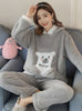 Women Gray Shame Bear Velvet Suit Nightwear