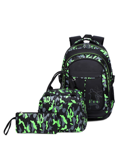 Camouflage Printed Schoolbag Three-piece Bag