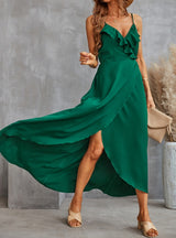 Holiday Suspender Solid Color Chiffon Dress