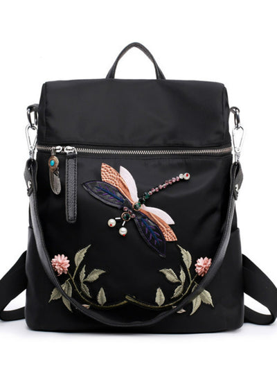 School Bags for Teenage Girls Dragonfly Embroidery