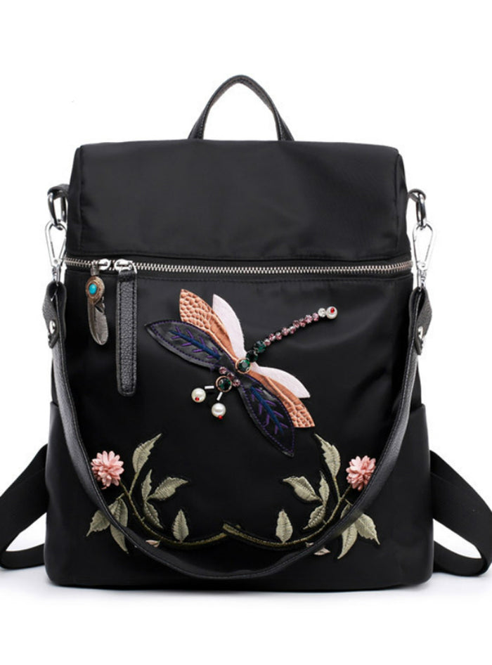 School Bags for Teenage Girls Dragonfly Embroidery