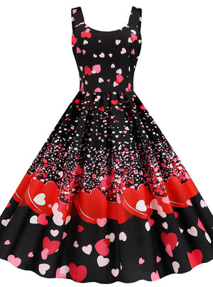 Strap Valentine's Day Printed Dress