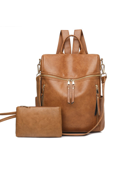 Women PU Retro Backpack Girl