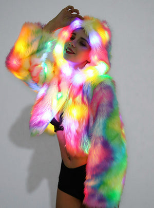 Faux Fur Coat Fox Fur Cosplay Christmas Color Light