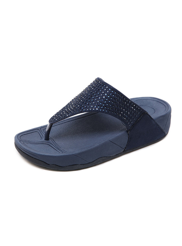 Rhinestones Thick Bottom Flip-flops Sloping